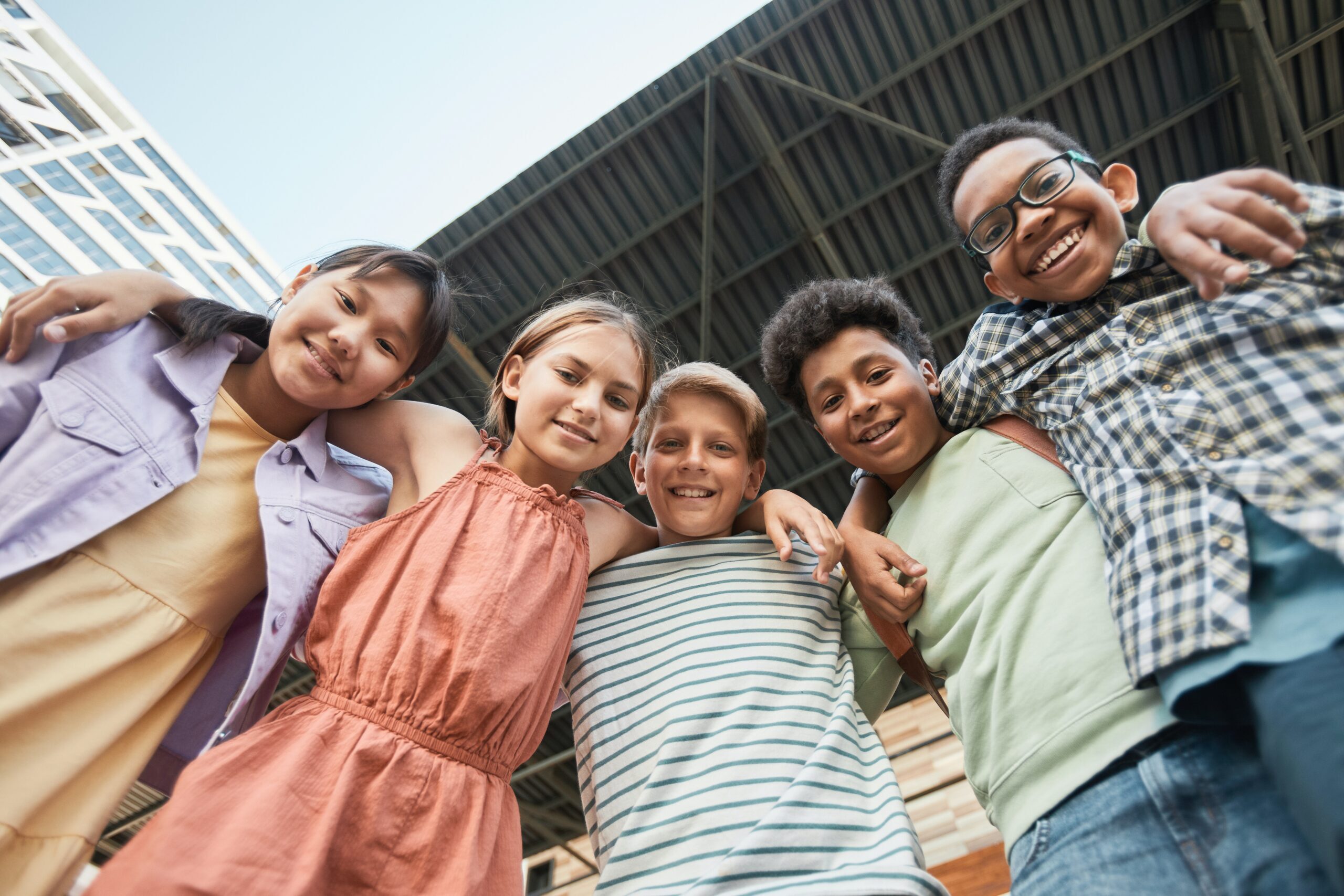 group of children embracing